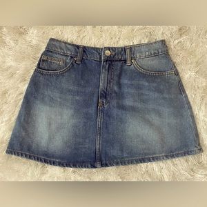Light-Wash Denim Mini Skirt